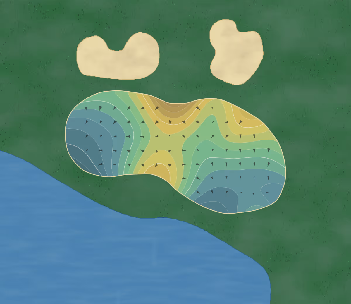 Green contour map of Players Club in Commercial Point, Ohio — 193 elevation contours at a 3-inch interval with fall-line arrows, traced from 1-meter lidar