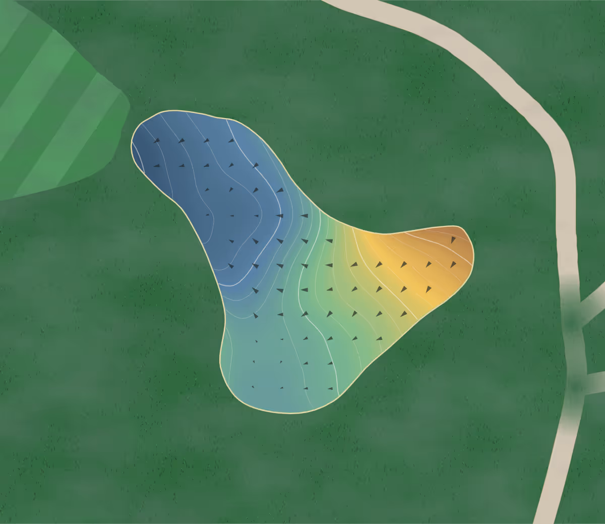 Green contour map of Players in Henderson, Kentucky: 192 elevation contours at a 3-inch interval with fall-line arrows, traced from 1-meter lidar