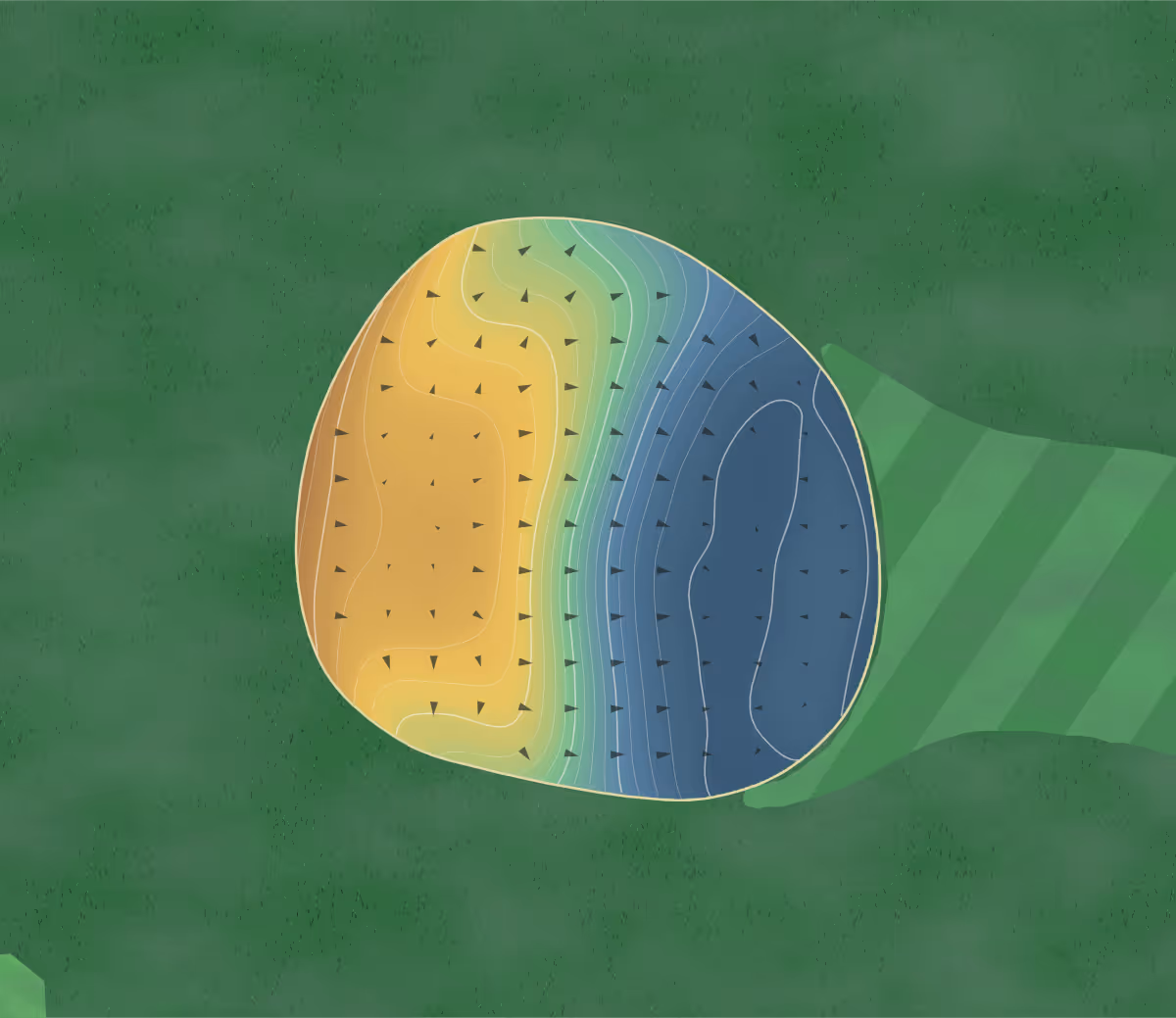 Green contour map of Pleasant Hill in Owego, New York: 212 elevation contours at a 3-inch interval with fall-line arrows, traced from 1-meter lidar