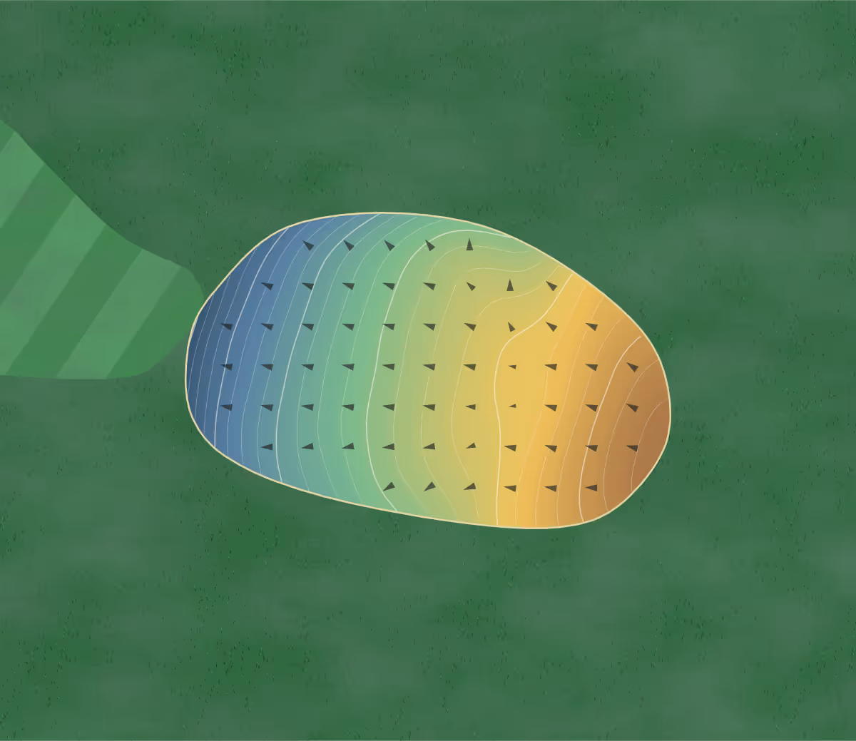 Green contour map of Pleasant Valley GC in Vintondale, United States: 140 elevation contours at a 3-inch interval with fall-line arrows, traced from 1-meter lidar
