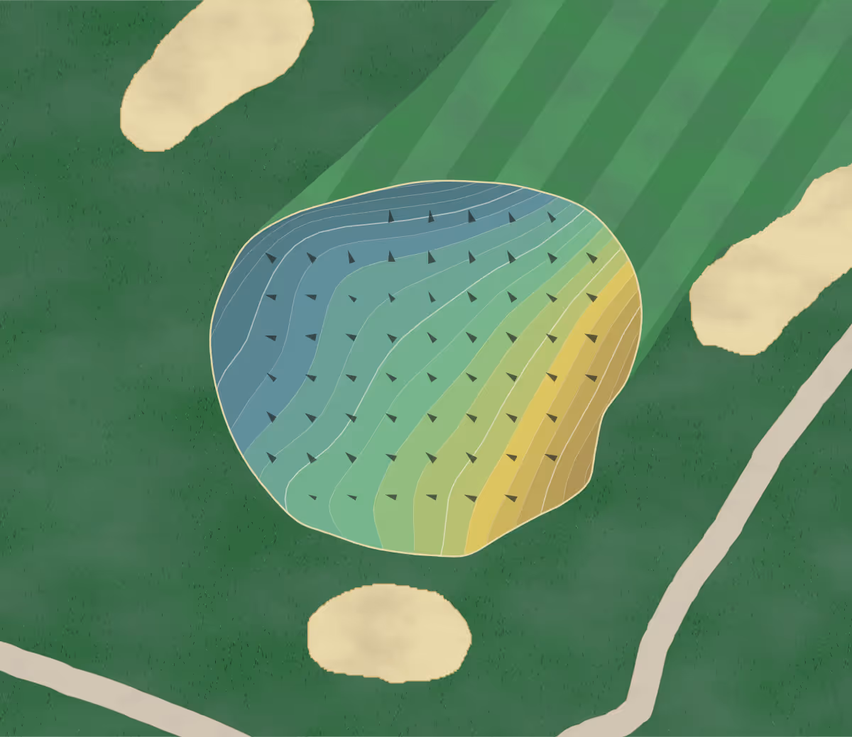 Green contour map of Pleasant Valley in Connellsville, Pennsylvania — 185 elevation contours at a 3-inch interval with fall-line arrows, traced from 1-meter lidar