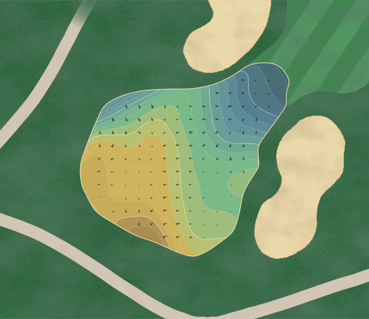 Green contour map of Point O in Benton Harbor, Michigan — 304 elevation contours at a 3-inch interval with fall-line arrows, traced from 1-meter lidar