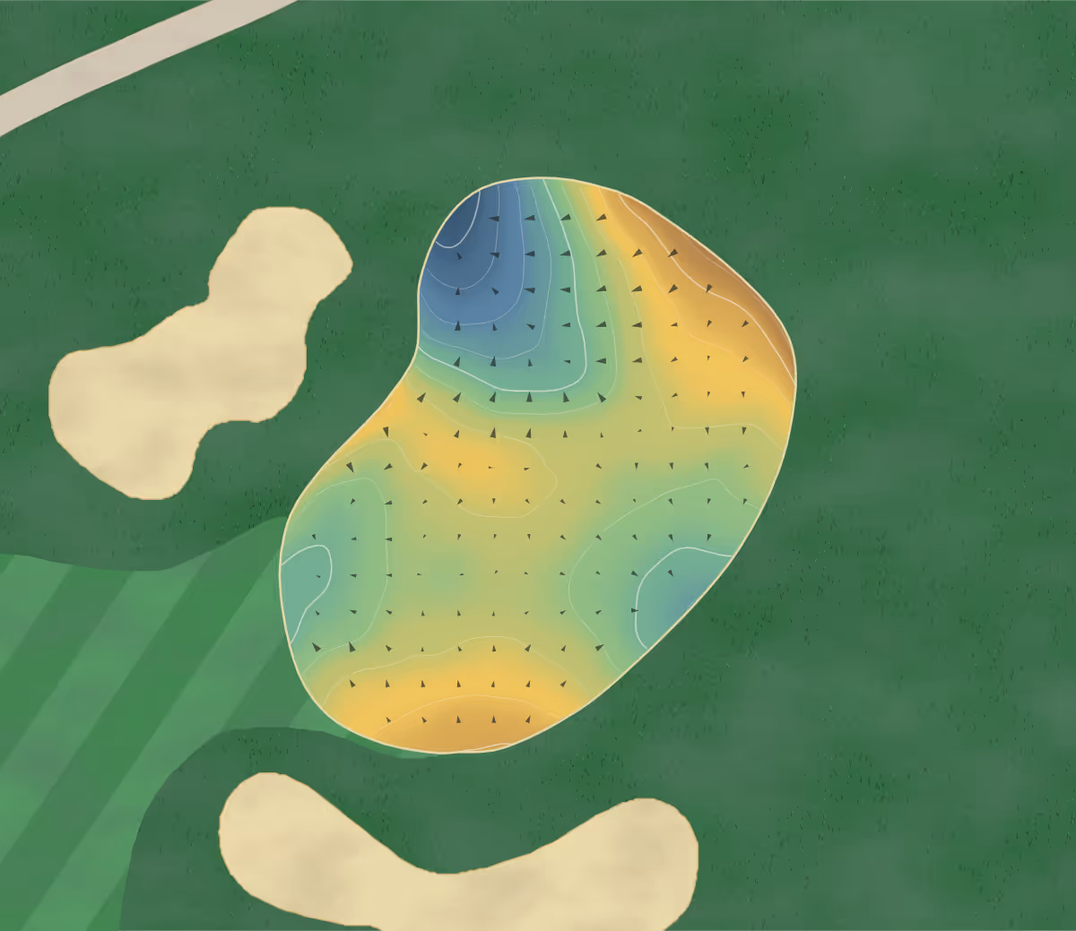 Green contour map of Point Sebago in Casco, Maine: 62 elevation contours at a 3-inch interval with fall-line arrows, traced from 1-meter lidar