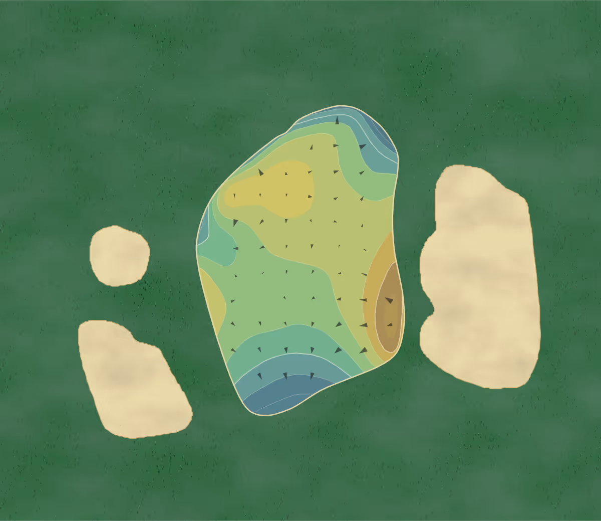 Green contour map of Ponte Vedra in Ponte Vedra Beach, Florida — 175 elevation contours at a 3-inch interval with fall-line arrows, traced from 1-meter lidar