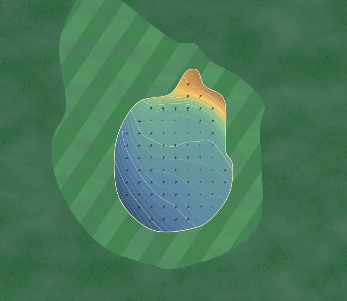 Green contour map of Pontypridd in Pontypridd, Wales: 154 elevation contours at a 8-centimeter interval with fall-line arrows, traced from 1-meter lidar