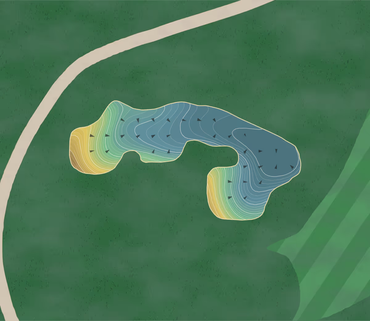 Green contour map of Poppy Ridge in Livermore, California — 695 elevation contours at a 3-inch interval with fall-line arrows, traced from 1-meter lidar