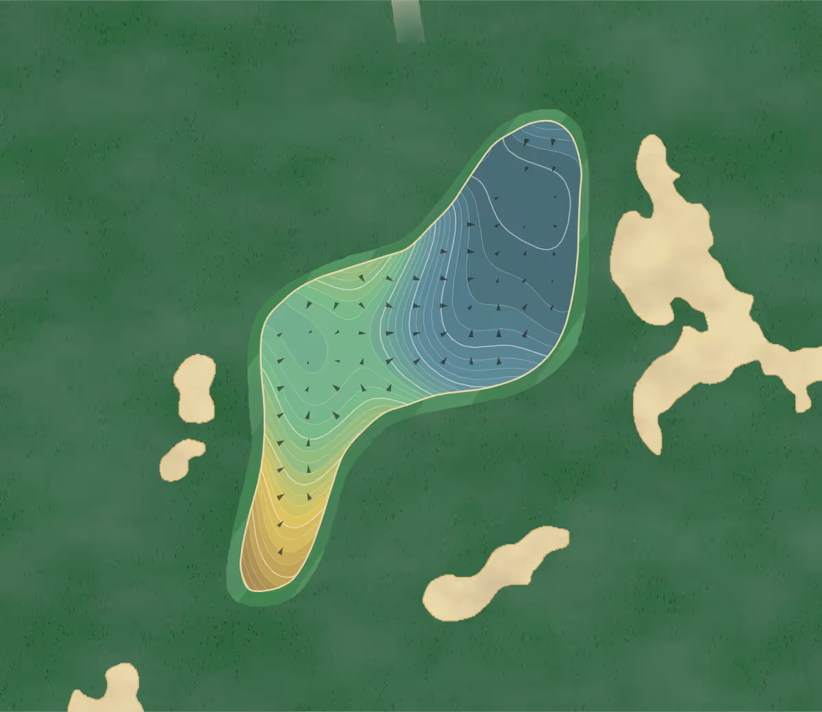 Green contour map of Porcupine Creek in Rancho Mirage, California — 273 elevation contours at a 3-inch interval with fall-line arrows, traced from 1-meter lidar