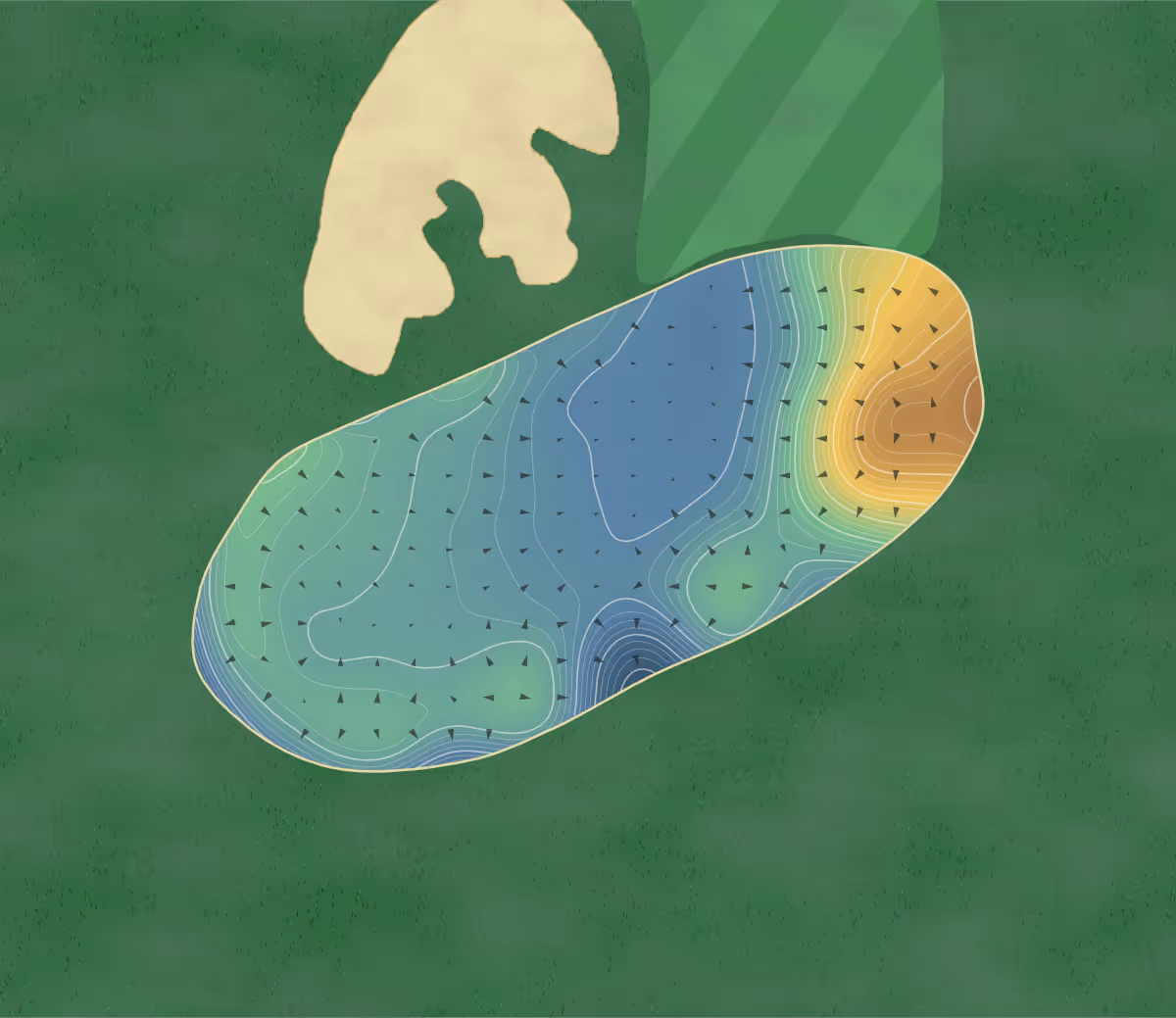 Green contour map of Port Carling in Port Carling, Canada — 314 elevation contours at a 8-centimeter interval with fall-line arrows, traced from 1-meter lidar