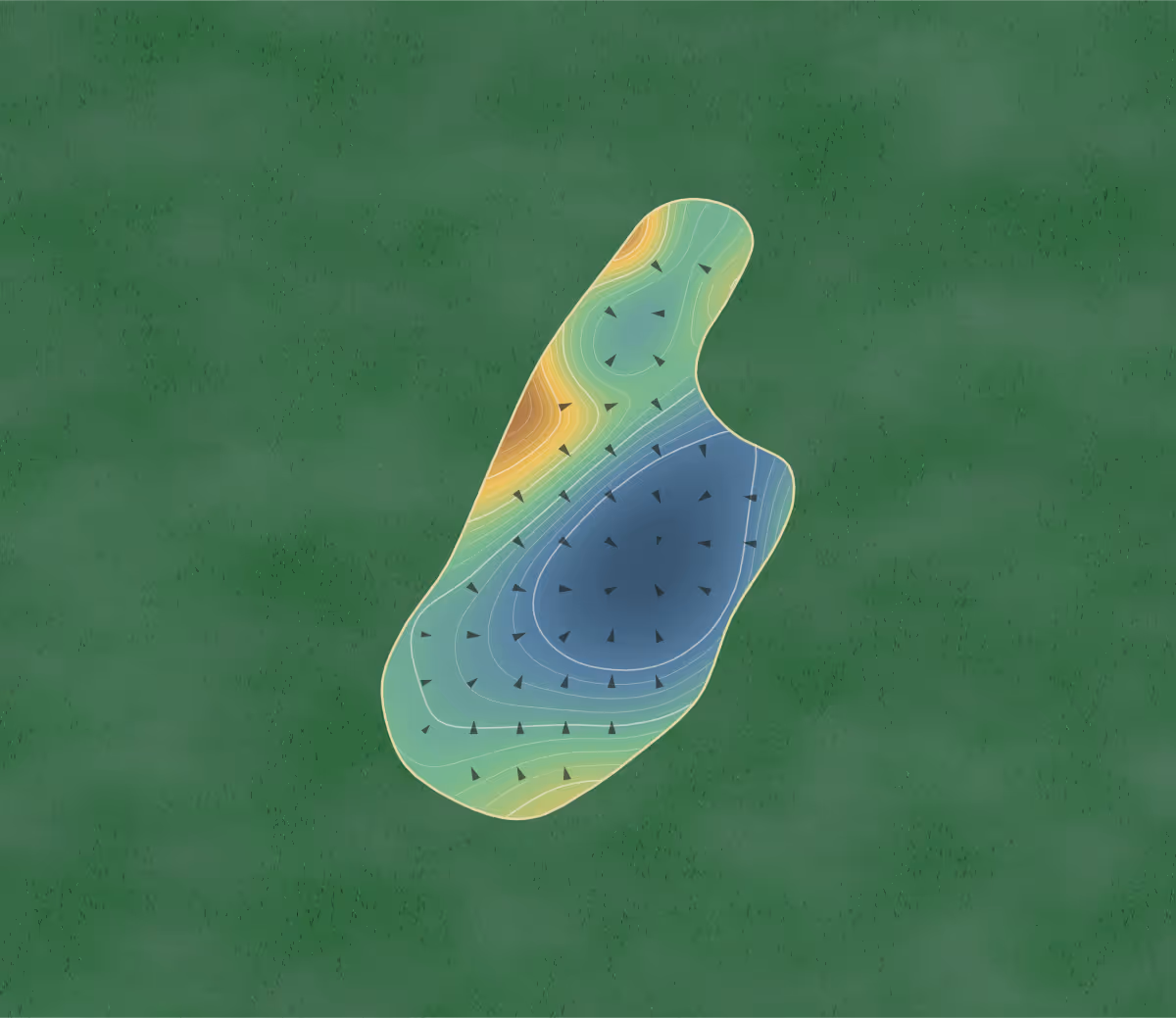 Green contour map of Porters Neck CC in Wilmington, North Carolina: 295 elevation contours at a 3-inch interval with fall-line arrows, traced from 1-meter lidar