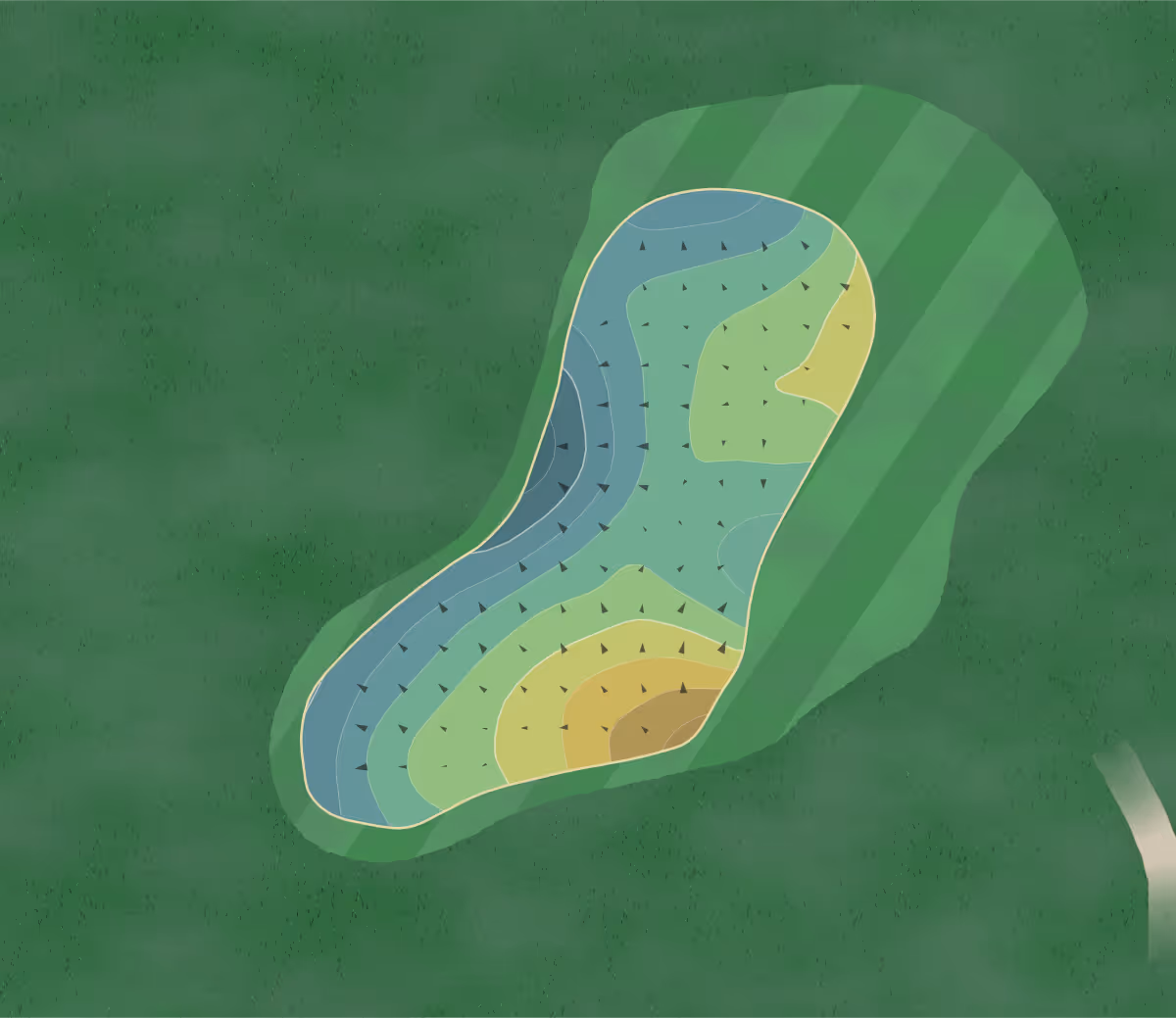 Green contour map of Prairie Trace in Ohio, United States — 155 elevation contours at a 3-inch interval with fall-line arrows, traced from 1-meter lidar