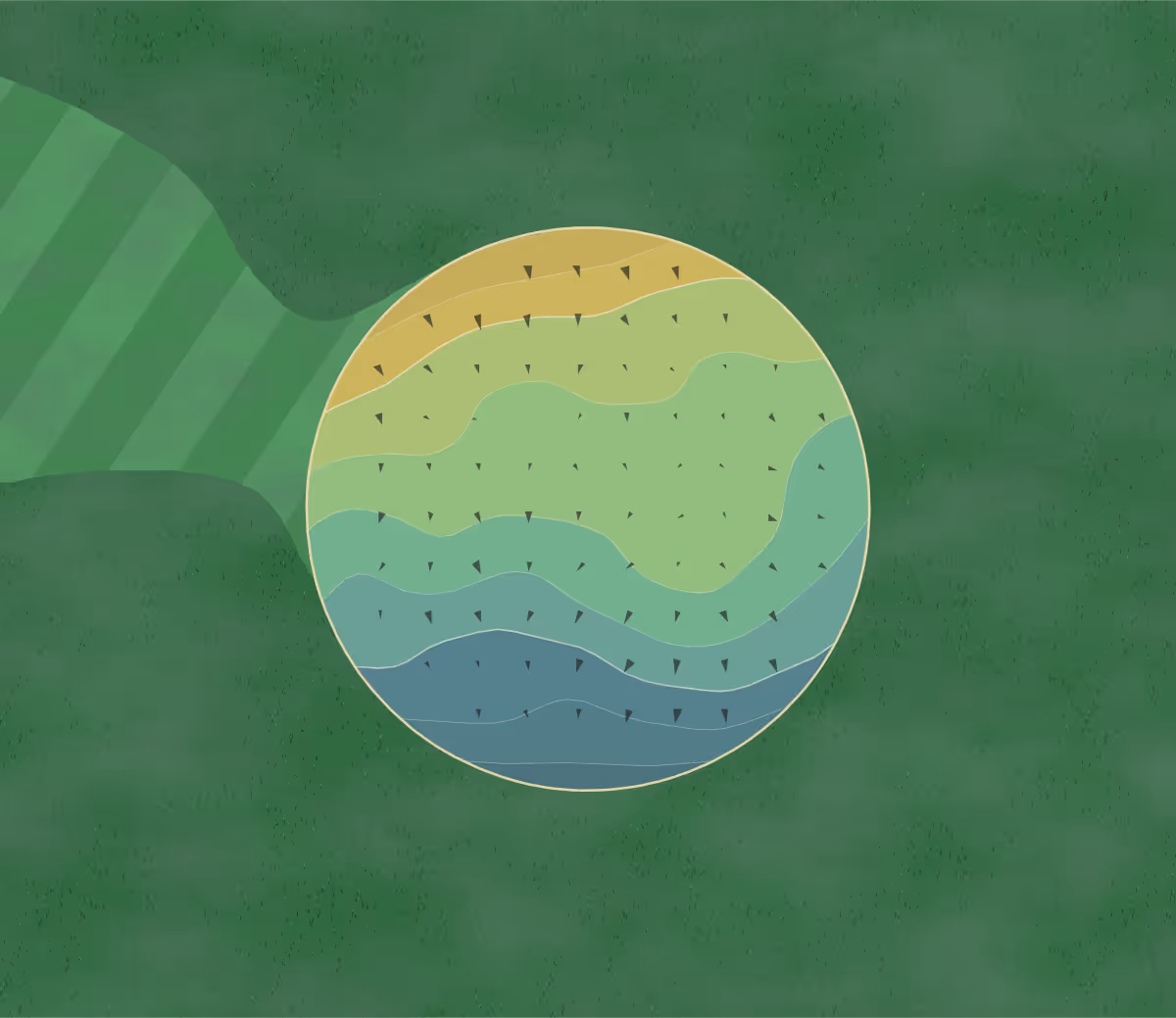 Green contour map of Prairie View in Waynesfield, Ohio — 97 elevation contours at a 3-inch interval with fall-line arrows, traced from 1-meter lidar