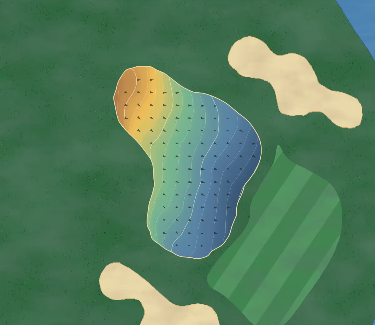 Green contour map of Prairie West in Mandan, North Dakota — 187 elevation contours at a 3-inch interval with fall-line arrows, traced from 1-meter lidar