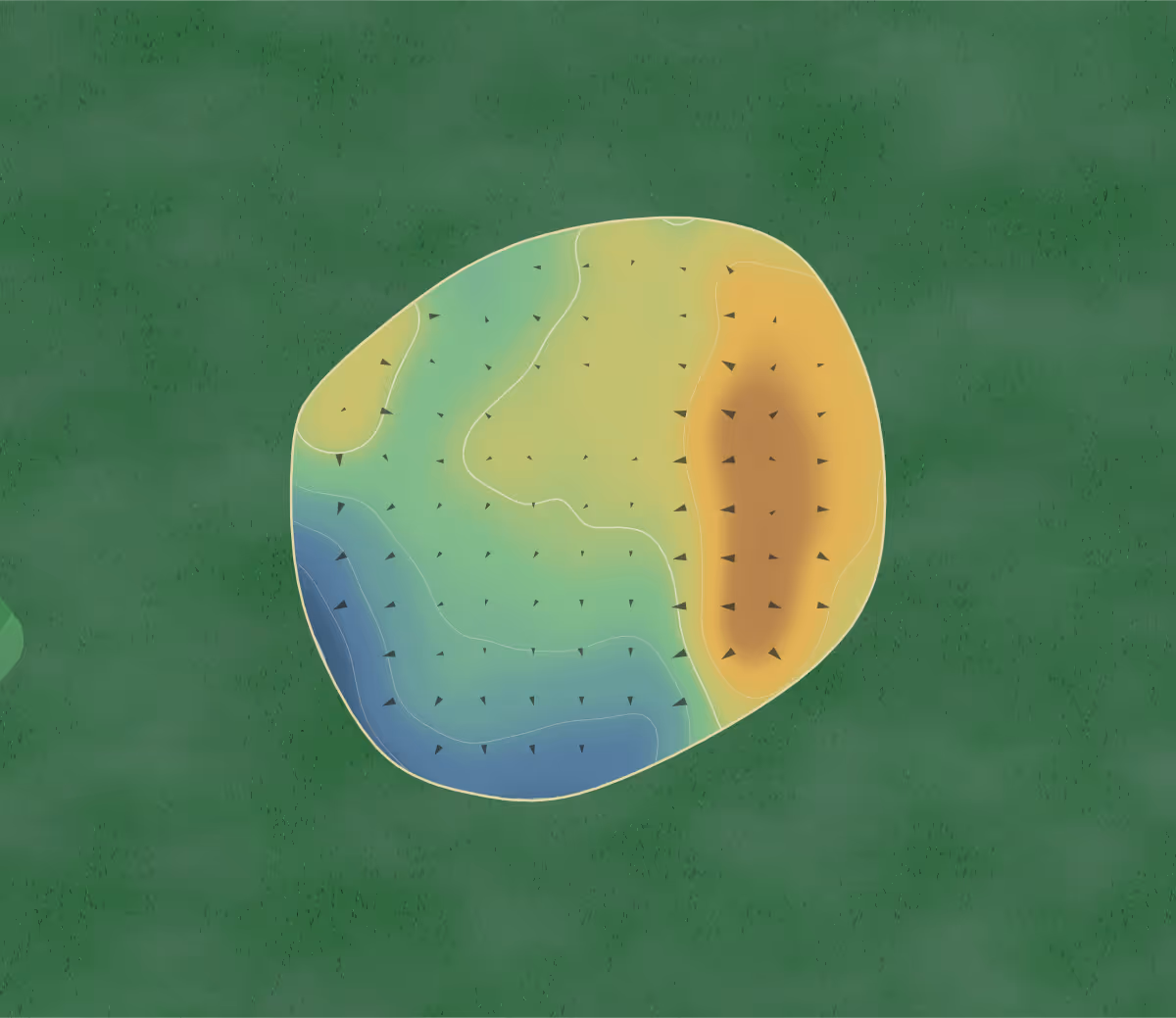 Green contour map of Prairie Winds in New Strawn, Kansas: 54 elevation contours at a 3-inch interval with fall-line arrows, traced from 1-meter lidar