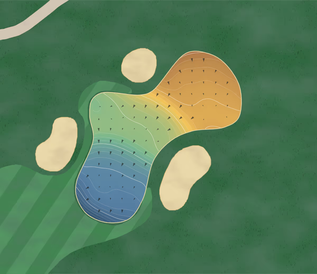 Green contour map of Verdae in Greenville, South Carolina: 227 elevation contours at a 3-inch interval with fall-line arrows, traced from 1-meter lidar