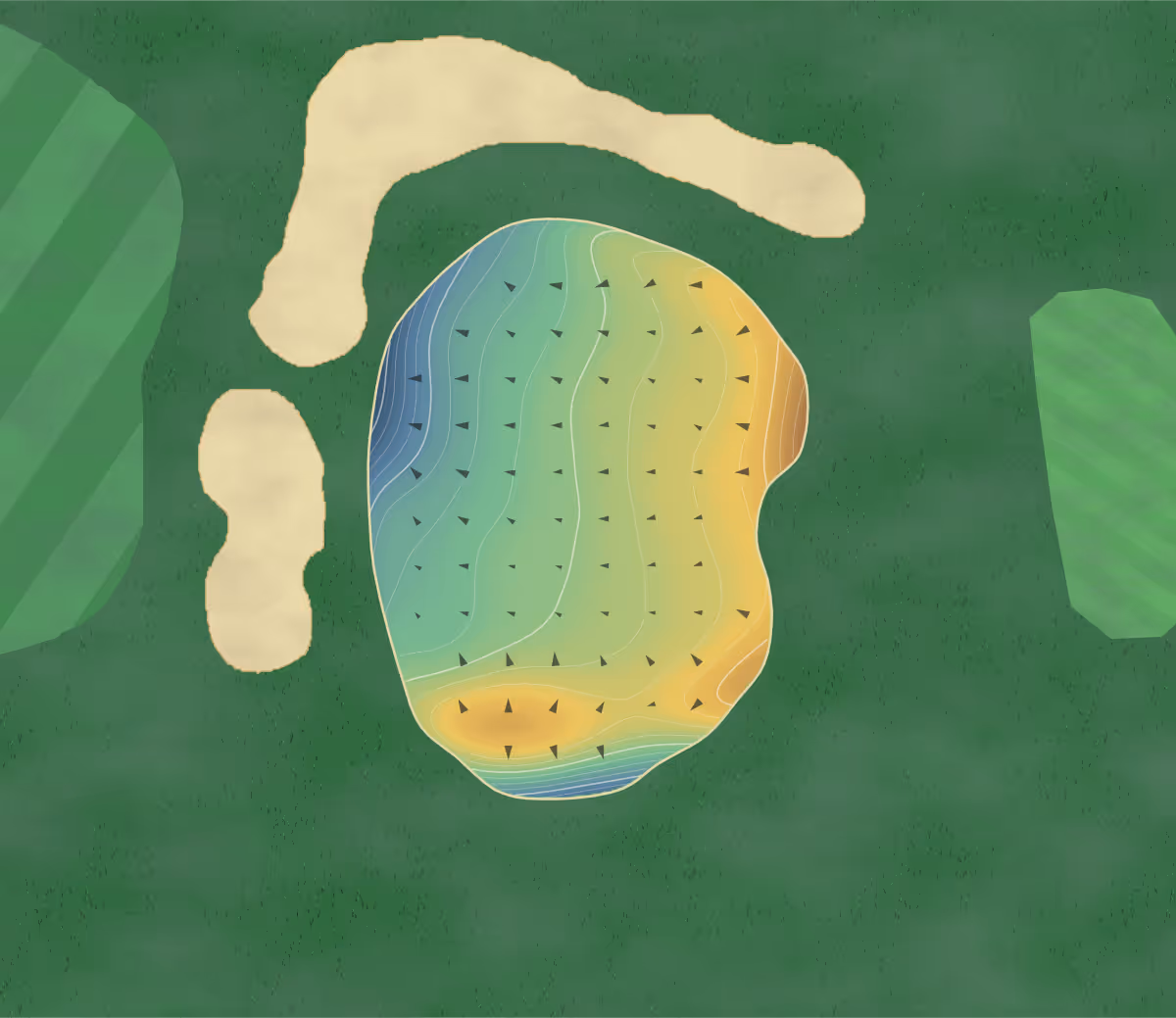 Green contour map of Pretty Lake in Plymouth, Indiana: 165 elevation contours at a 3-inch interval with fall-line arrows, traced from 1-meter lidar
