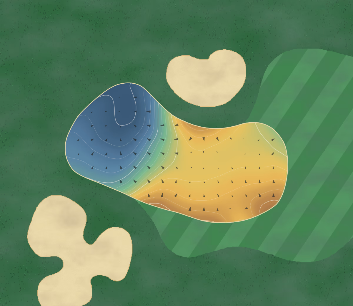Green contour map of Princeton CC in Princeton, New Jersey: 80 elevation contours at a 3-inch interval with fall-line arrows, traced from 1-meter lidar