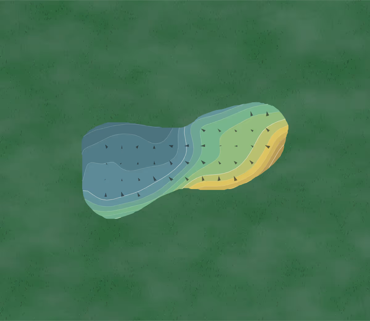 Green contour map of Proctor in Proctor, Minnesota — 90 elevation contours at a 3-inch interval with fall-line arrows, traced from 1-meter lidar