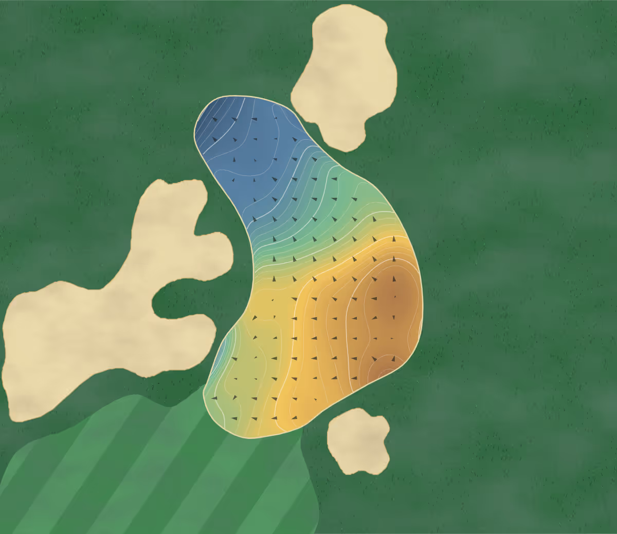 Green contour map of Promontory Club - Jack in Park City, Utah — 298 elevation contours at a 3-inch interval with fall-line arrows, traced from 1-meter lidar