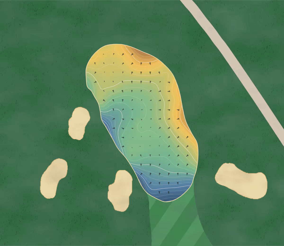 Green contour map of Promontory Club - Pete in Park City, Utah — 279 elevation contours at a 3-inch interval with fall-line arrows, traced from 1-meter lidar