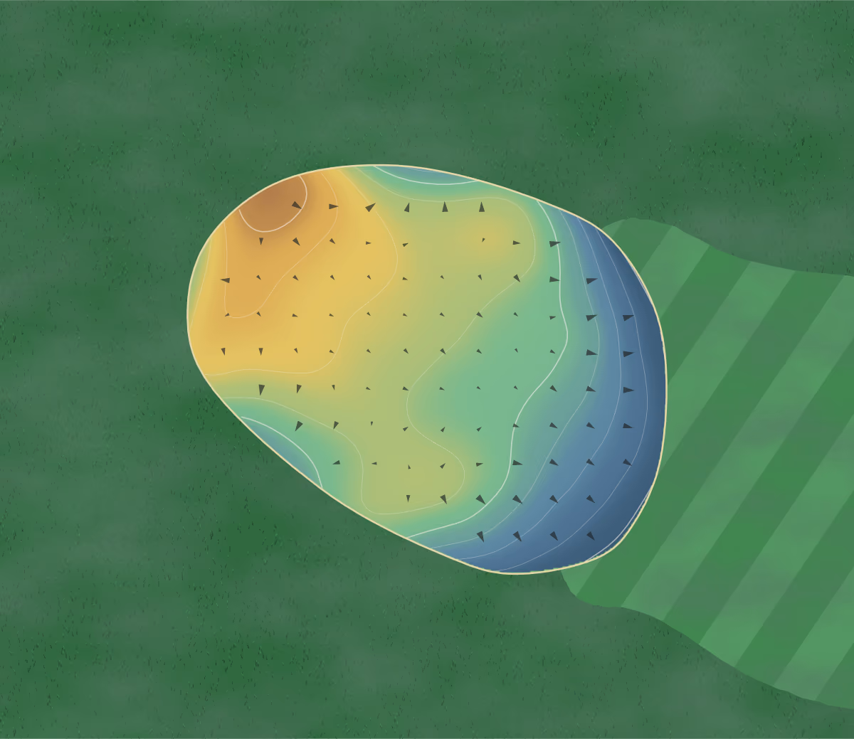 Green contour map of Prospect Bay in Grasonville, Maryland: 154 elevation contours at a 3-inch interval with fall-line arrows, traced from 1-meter lidar