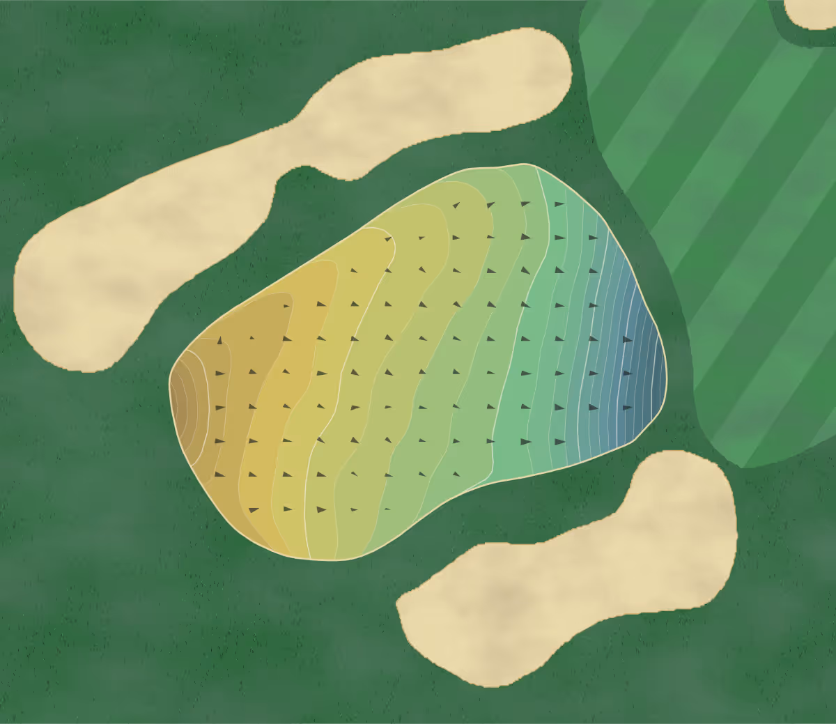 Green contour map of Prouts Neck in Scarborough, Maine — 226 elevation contours at a 3-inch interval with fall-line arrows, traced from 1-meter lidar