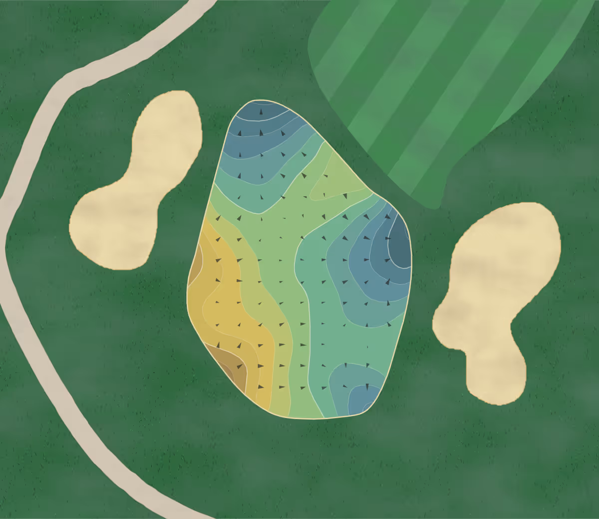 Green contour map of Quail Brook in Somerset, New Jersey — 175 elevation contours at a 3-inch interval with fall-line arrows, traced from 1-meter lidar