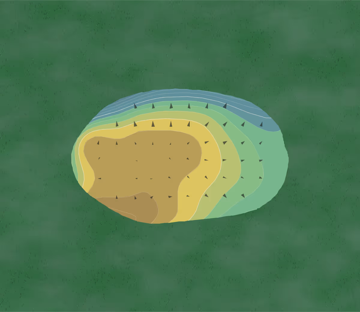 Green contour map of Quail Creek Village in Naples, Florida — 57 elevation contours at a 3-inch interval with fall-line arrows, traced from 1-meter lidar