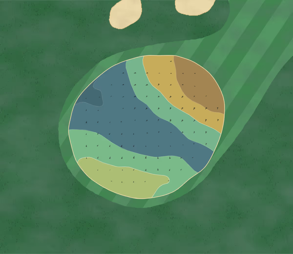 Green contour map of Quail Meadows in Washington, Illinois — 93 elevation contours at a 3-inch interval with fall-line arrows, traced from 1-meter lidar