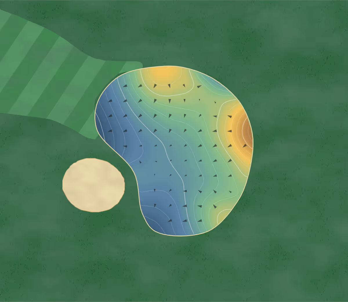 Green contour map of Quail Ridge in Wichita, Kansas: 205 elevation contours at a 3-inch interval with fall-line arrows, traced from 1-meter lidar
