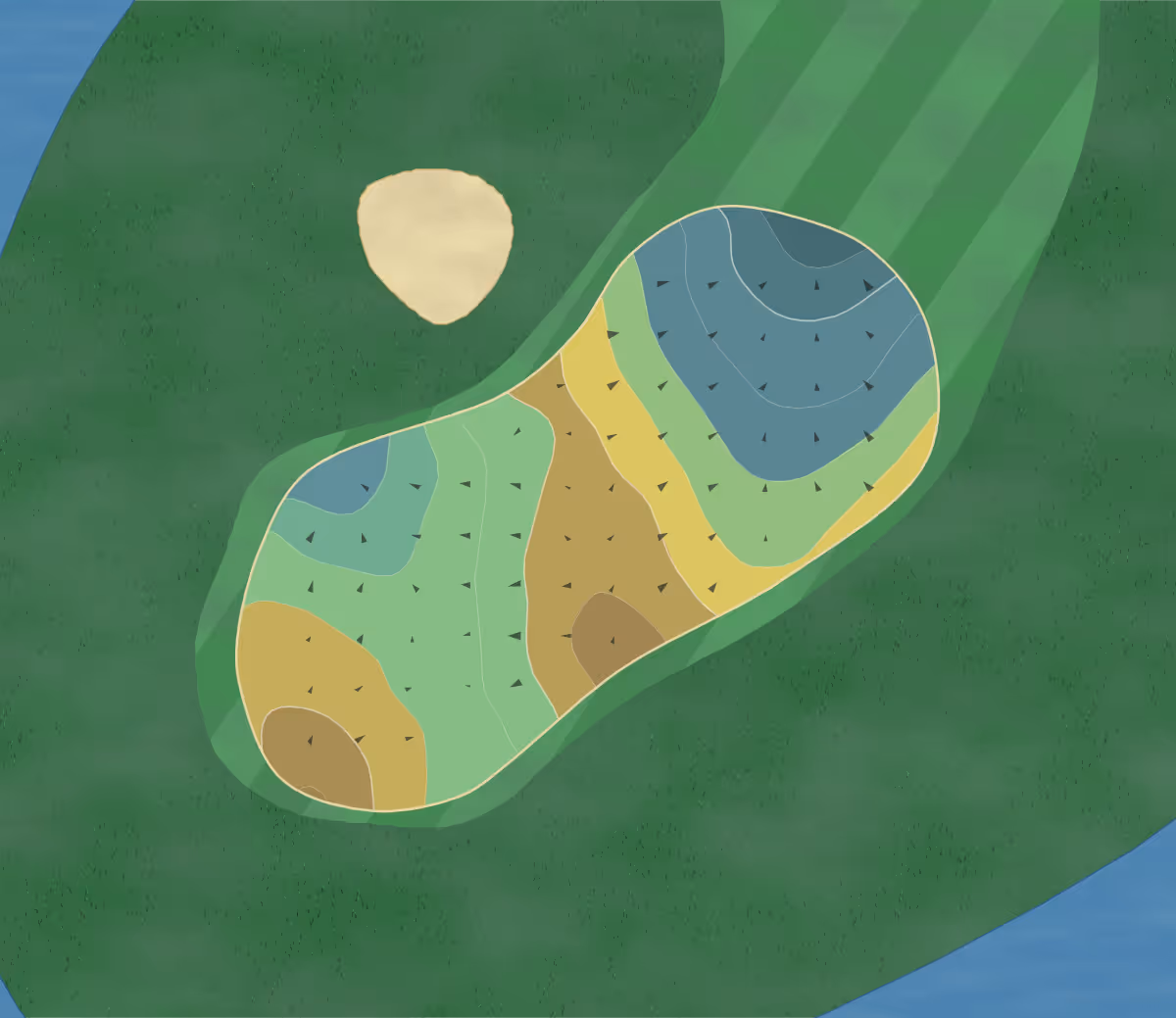 Green contour map of El Dorado in Missouri City, Texas — 158 elevation contours at a 3-inch interval with fall-line arrows, traced from 1-meter lidar
