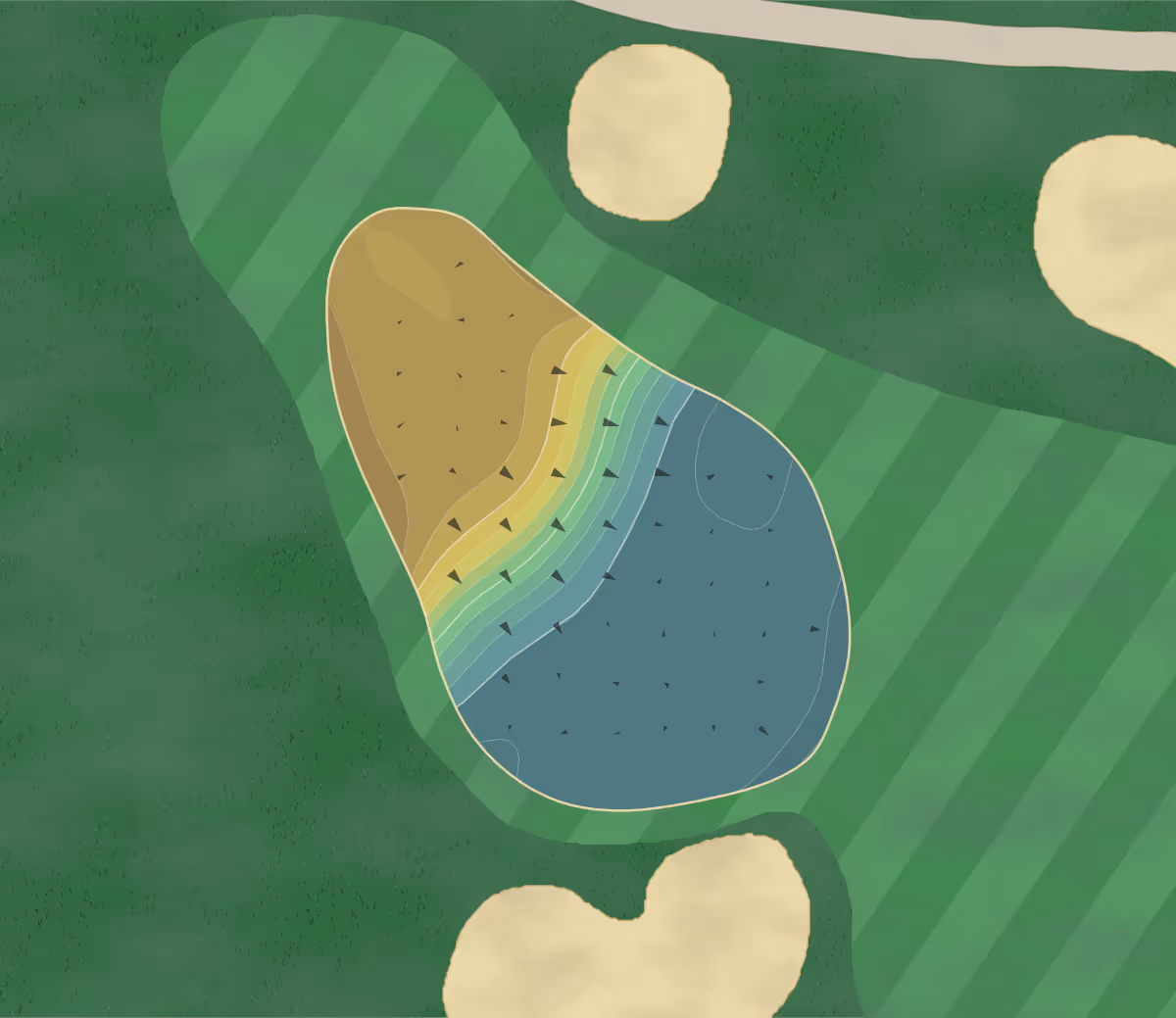 Green contour map of Quail Valley in Vero Beach, Florida — 148 elevation contours at a 3-inch interval with fall-line arrows, traced from 1-meter lidar
