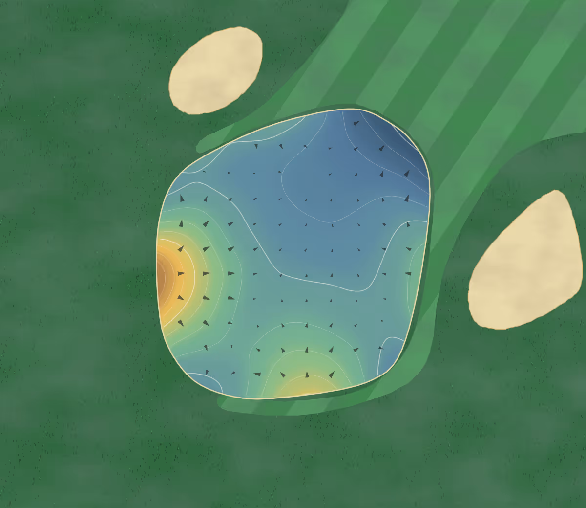 Green contour map of Quaker Meadows in Morganton, North Carolina: 109 elevation contours at a 3-inch interval with fall-line arrows, traced from 1-meter lidar