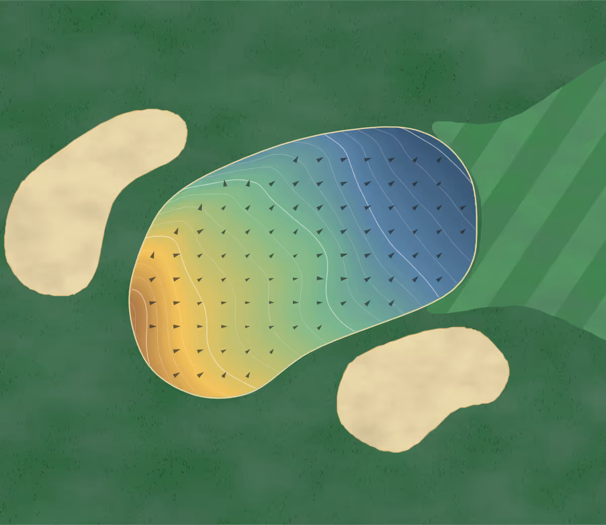 Green contour map of Qualicum Beach in Qualicum Beach, Canada: 116 elevation contours at a 8-centimeter interval with fall-line arrows, traced from 1-meter lidar