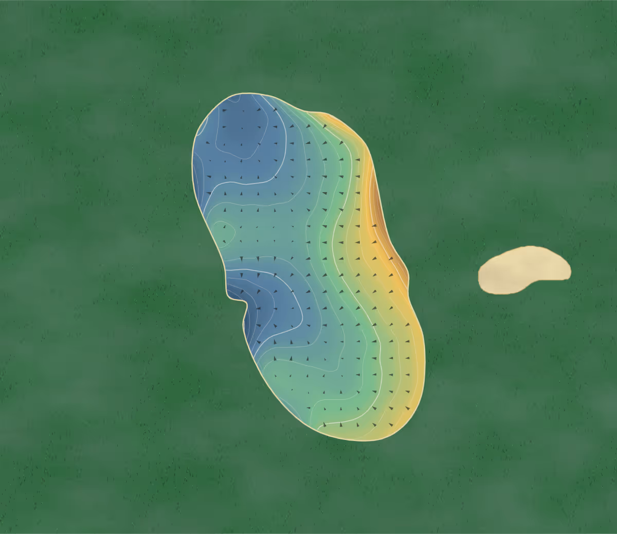 Green contour map of Quarry Oaks in Carman, Canada: 339 elevation contours at a 8-centimeter interval with fall-line arrows, traced from 1-meter lidar