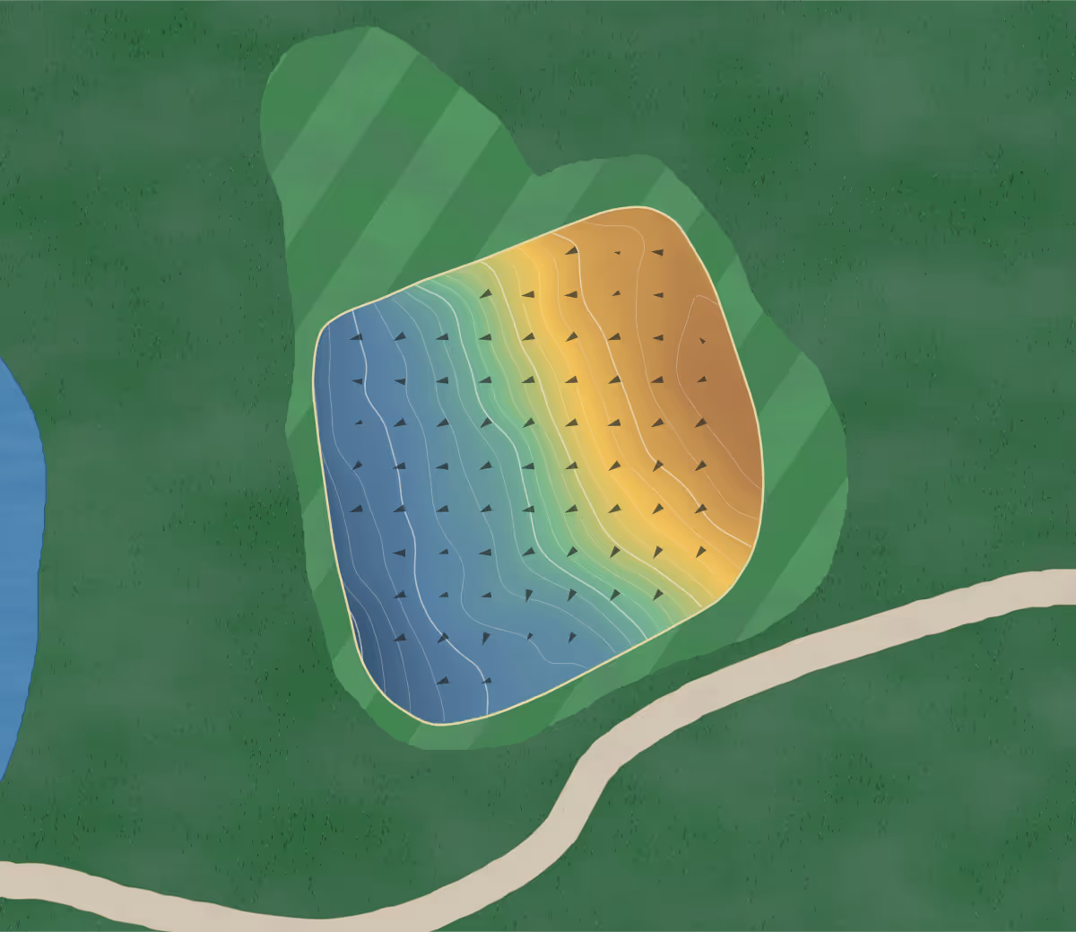Green contour map of Queensbury in Queensbury, New York — 235 elevation contours at a 3-inch interval with fall-line arrows, traced from 1-meter lidar