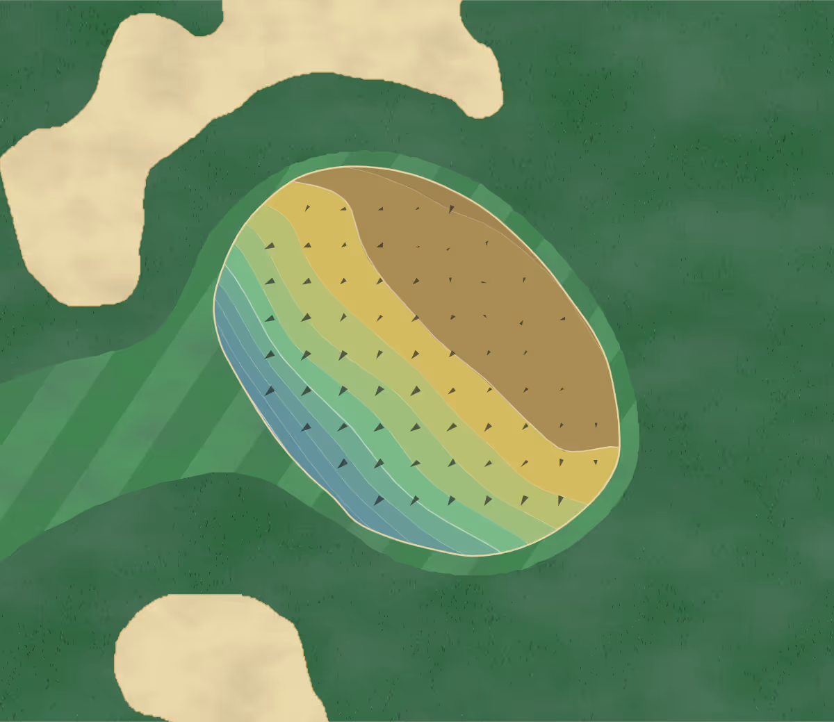Green contour map of Quicksilver in Midway, Pennsylvania — 10 elevation contours at a 3-inch interval with fall-line arrows, traced from 1-meter lidar