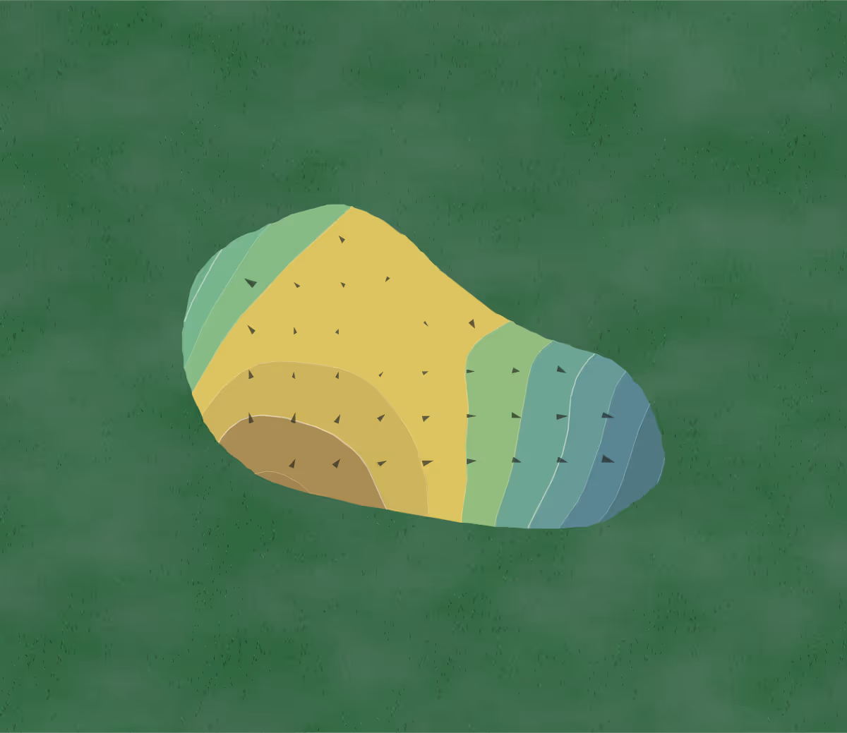 Green contour map of Quiet Pines in Georgia, Georgia — 74 elevation contours at a 3-inch interval with fall-line arrows, traced from 1-meter lidar