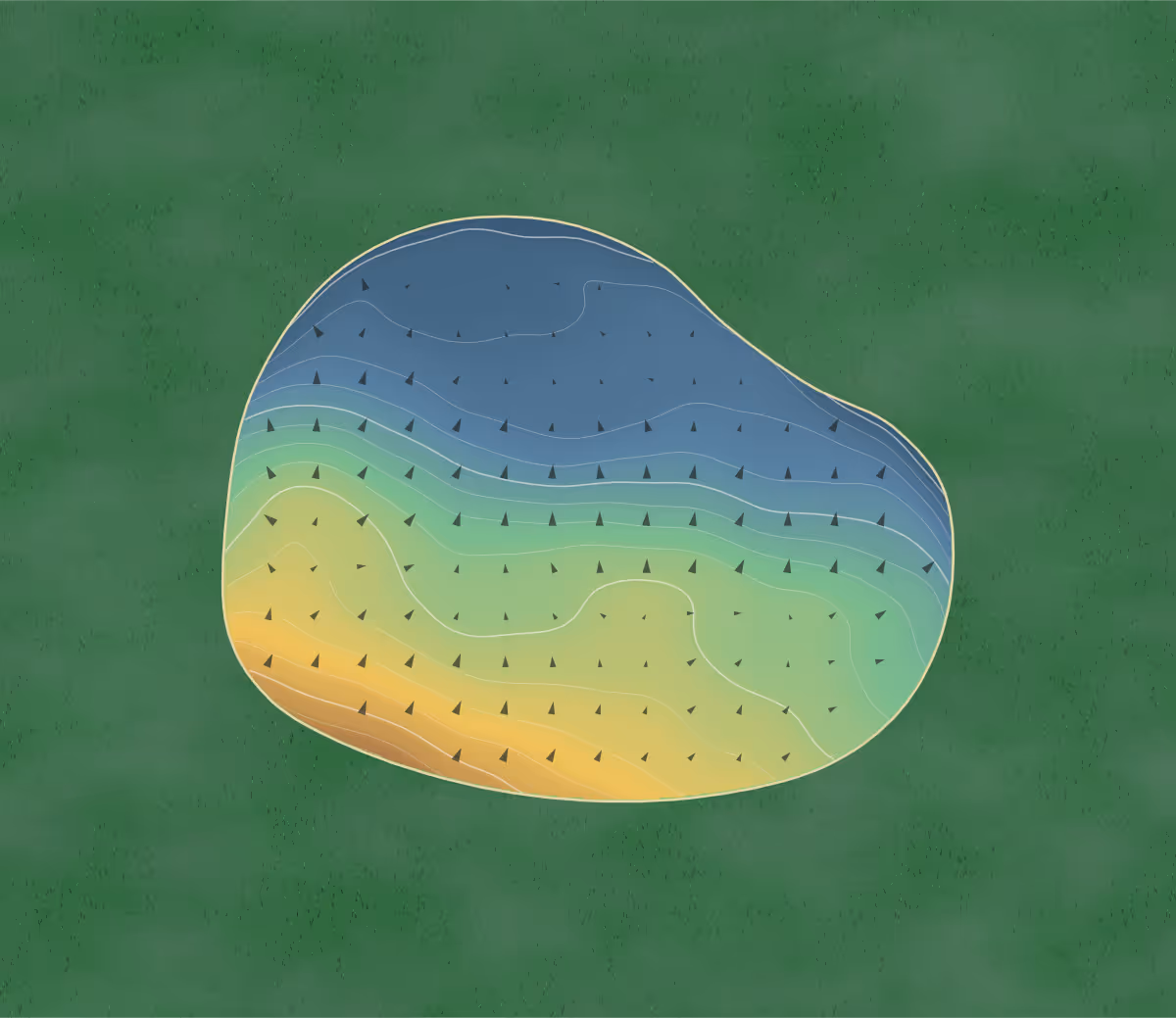 Green contour map of Quincy CC in Quincy, Illinois: 23 elevation contours at a 3-inch interval with fall-line arrows, traced from 1-meter lidar