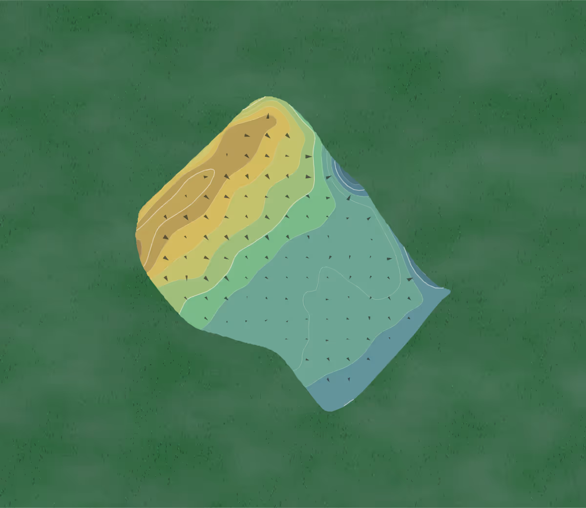 Green contour map of Quogue Field Club in Quogue, New York — 88 elevation contours at a 3-inch interval with fall-line arrows, traced from 1-meter lidar