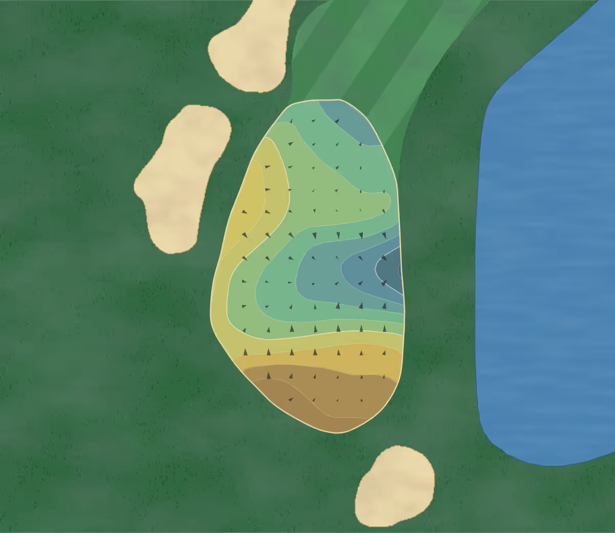 Green contour map of Ralston Creek in Charleston, South Carolina — 189 elevation contours at a 3-inch interval with fall-line arrows, traced from 1-meter lidar