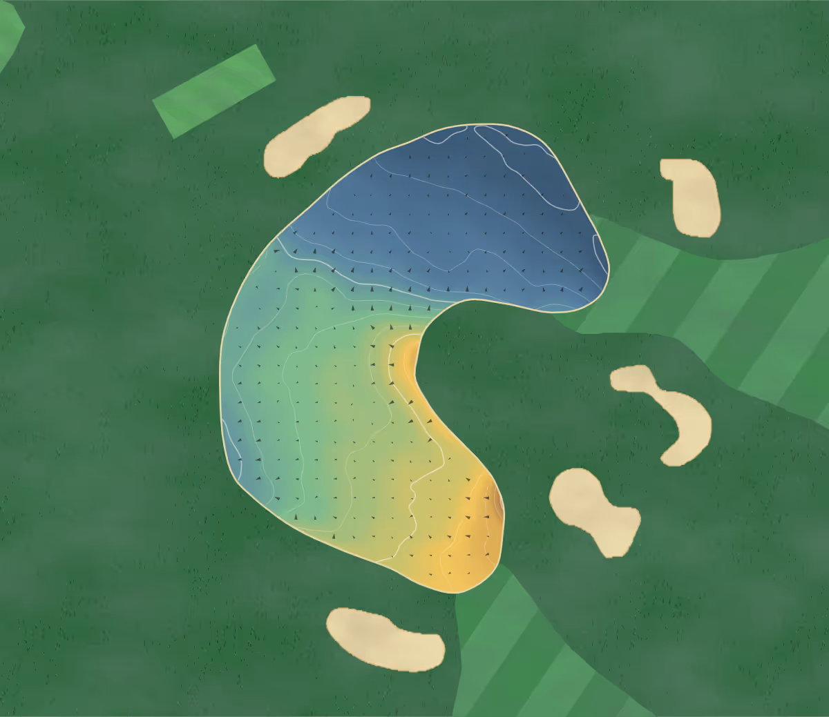 Green contour map of Ralston in Paisley, Scotland: 152 elevation contours at a 8-centimeter interval with fall-line arrows, traced from 1-meter lidar