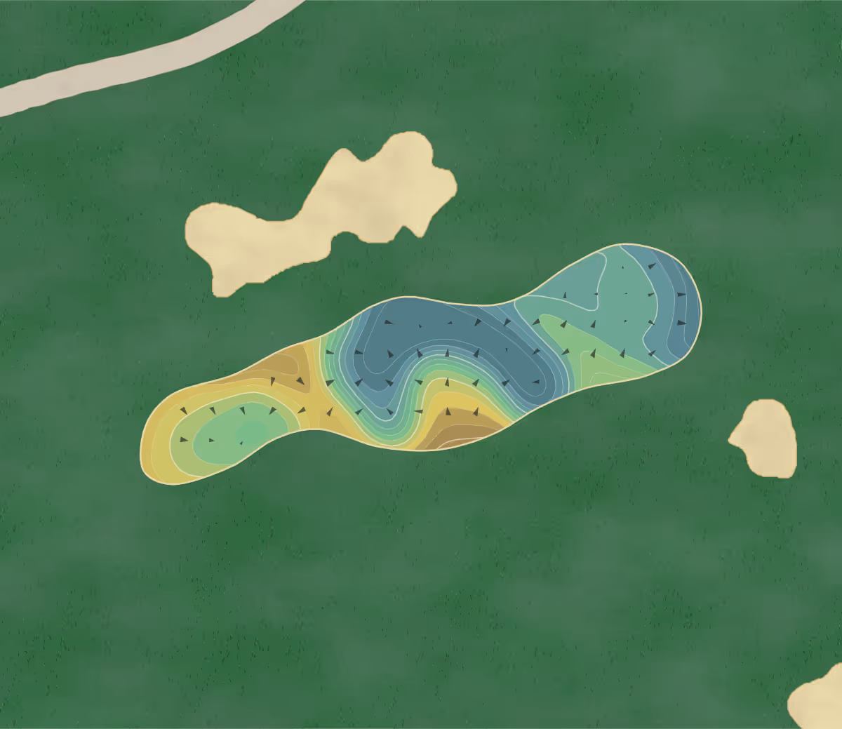 Green contour map of Ranches in Eagle Mountain, Utah — 241 elevation contours at a 3-inch interval with fall-line arrows, traced from 1-meter lidar