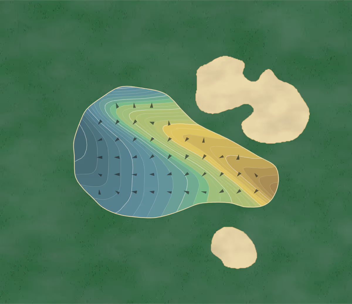 Green contour map of Rancho del Sol in Moreno Valley, California — 175 elevation contours at a 3-inch interval with fall-line arrows, traced from 1-meter lidar