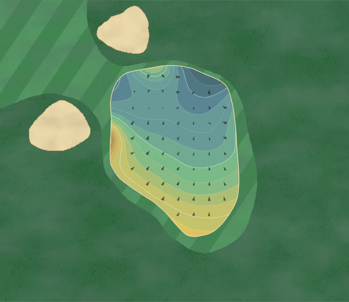Green contour map of Rancho Maria in Santa Maria, California — 99 elevation contours at a 3-inch interval with fall-line arrows, traced from 1-meter lidar