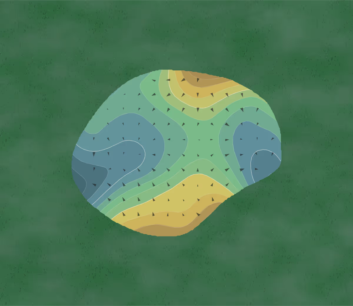 Green contour map of Randall Oaks in Dundee, Illinois — 175 elevation contours at a 3-inch interval with fall-line arrows, traced from 1-meter lidar