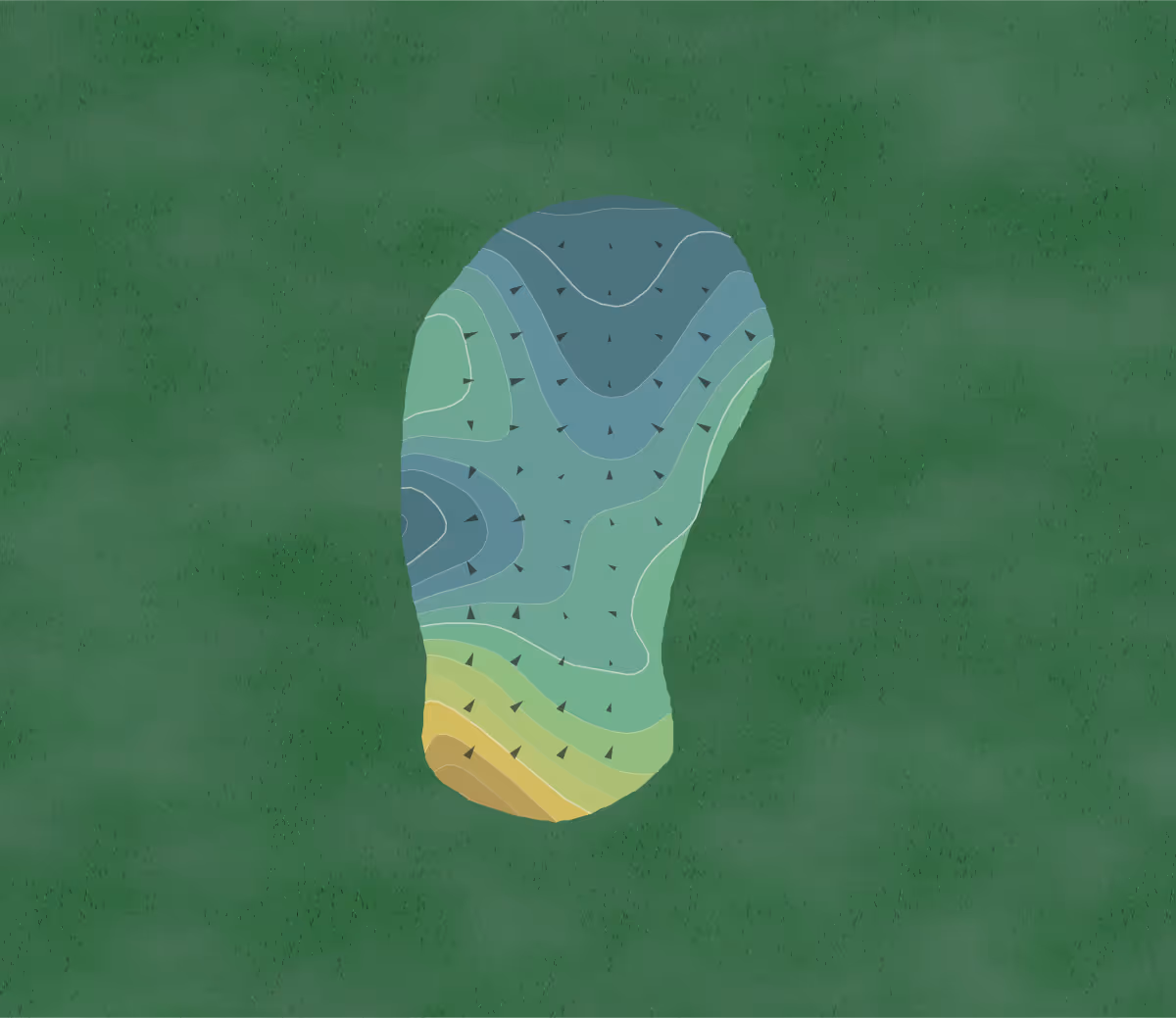 Green contour map of Ratliff Ranch in Odessa, Texas — 76 elevation contours at a 3-inch interval with fall-line arrows, traced from 1-meter lidar