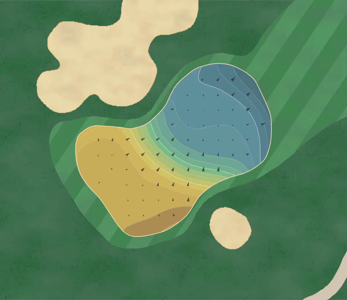 Green contour map of Raven in Phoenix, Arizona — 208 elevation contours at a 3-inch interval with fall-line arrows, traced from 1-meter lidar
