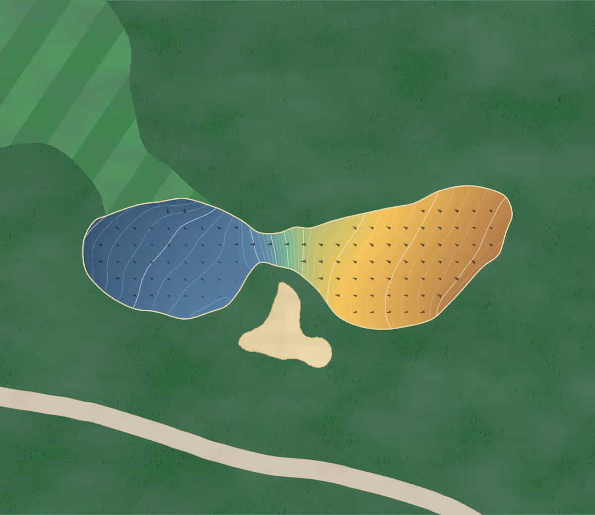 Green contour map of Raven in Greenbrier, West Virginia — 197 elevation contours at a 3-inch interval with fall-line arrows, traced from 1-meter lidar