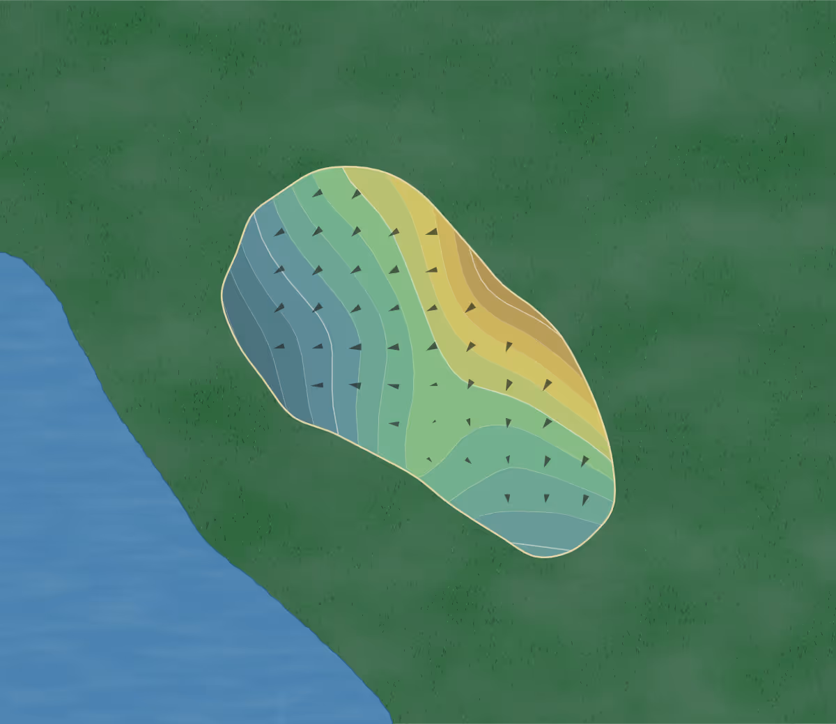 Green contour map of Raven Rock in Jenkins, Kentucky — 167 elevation contours at a 3-inch interval with fall-line arrows, traced from 1-meter lidar