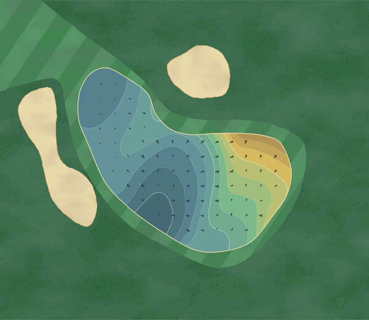 Green contour map of Raven's Claw in Pottstown, Pennsylvania — 19 elevation contours at a 3-inch interval with fall-line arrows, traced from 1-meter lidar